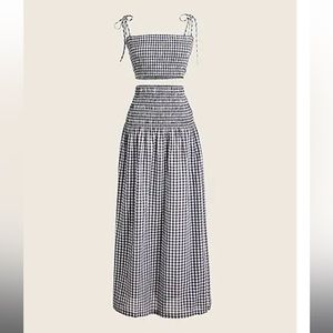 J. Crew Cotton voile smocked skirt set in gingham-Size medium